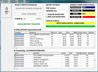 Cash Register Express Import Inventory Database